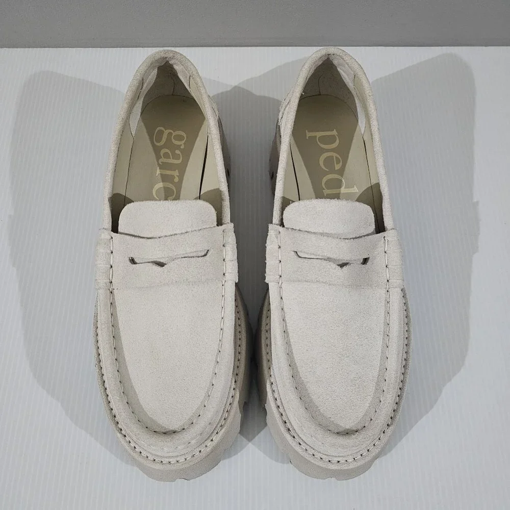 Pedro Garcia Cream Suede Lug Sole Loafers